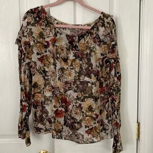 Bailey 44 Once Upon A Floral Ruffle Blouse Size L